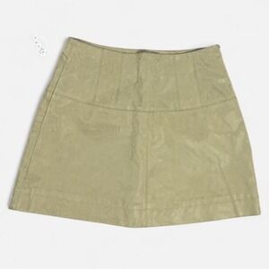 NWT Free People fern faux leather mini skirt olive green  boho size 6.